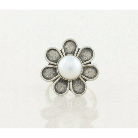 Sterling Silver Pearl Flower Ring size 6 3/4 - Picture 1 of 6